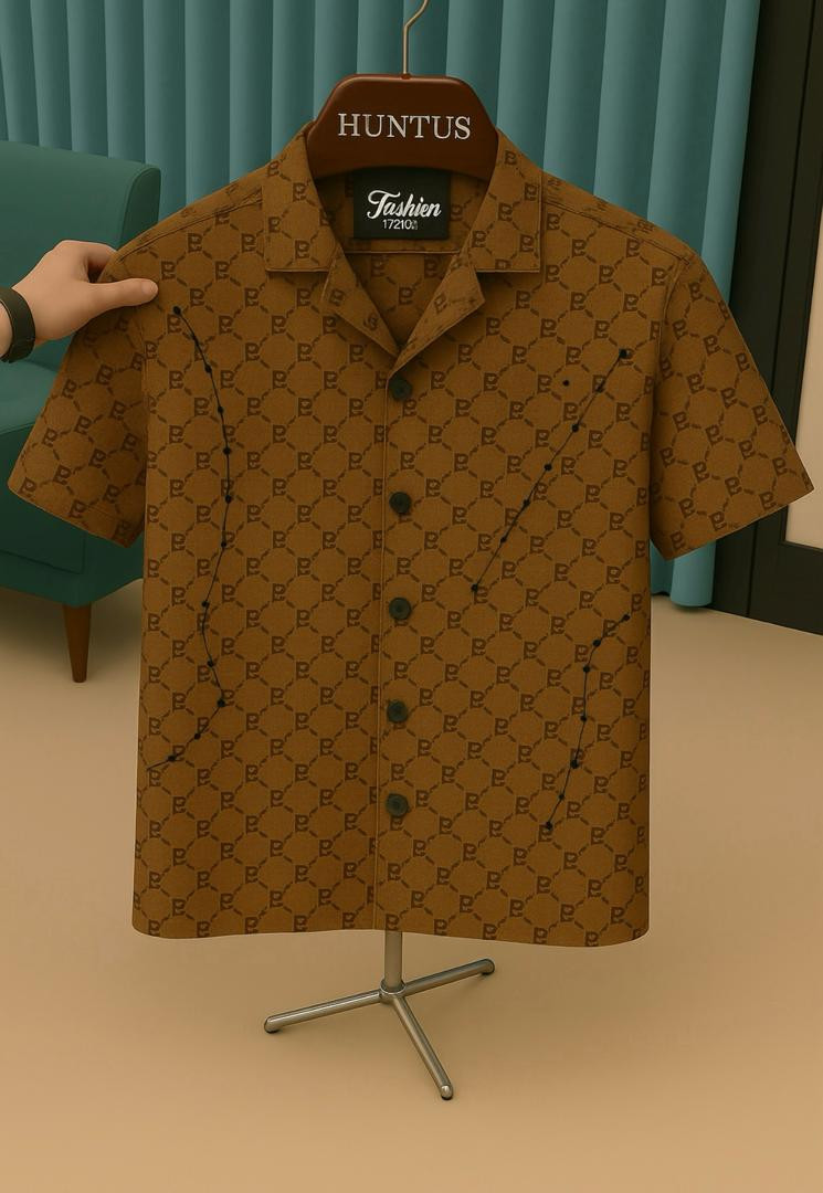 Yellow Black Houndstooth Camp Collar Shirt Short Sleeve Button Up Oversized Streetwear Casual Top Rosmill Style
