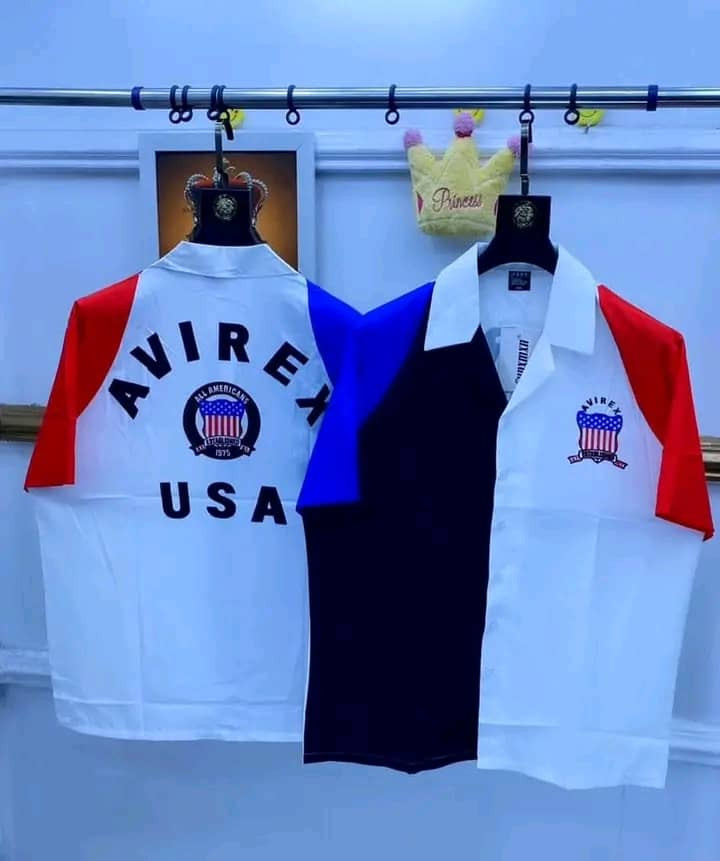 Avirex USA All American Polo Shirt Short Sleeve Red White Blue Raglan Stripe Streetwear Casual Top