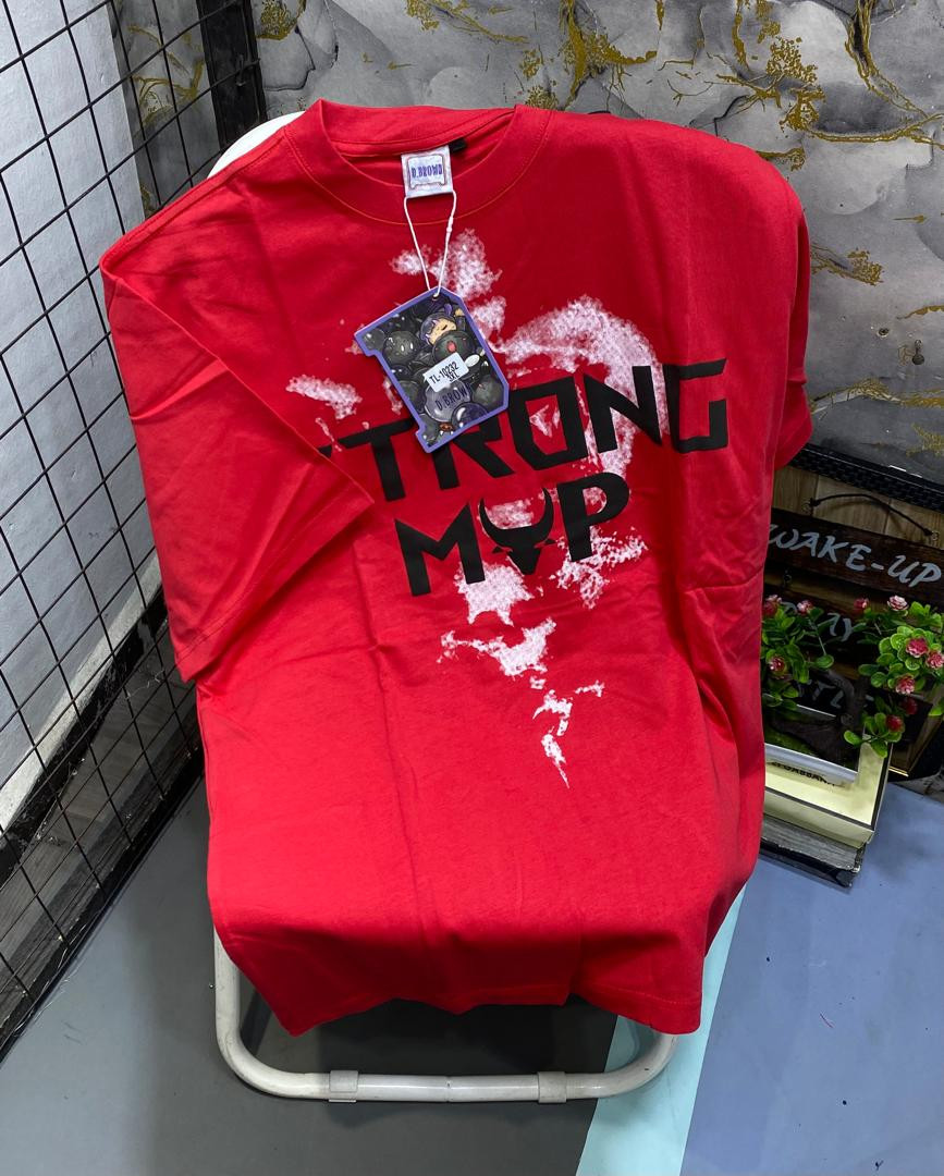 Graphic T-Shirt - STRONG MVP Bull Horn Print - Red Motivational Streetwear Tee