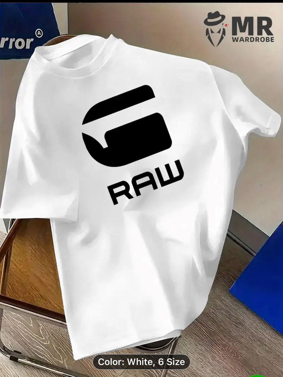 White Oversized G RAW Logo Graphic T-Shirt Black Monogram Print Streetwear Tee