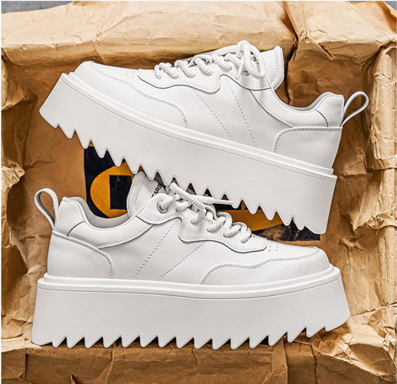 Oversized White Platform Sneakers Serrated Edge Low Top Chunky Sole Streetwear Unisex Y2K Casual Shoes Trendy Platform