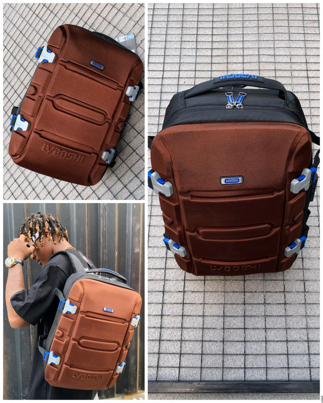 Brown Tactical Backpack Men's Hard Shell Mini Backpack LVBOSHI Style Crossbody Sling Bag Earth Tone