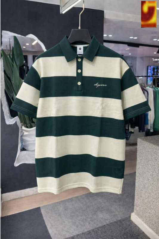 Oversized Striped Polo Shirt - olegapan Black/Cream Block Polo - Unisex Streetwear