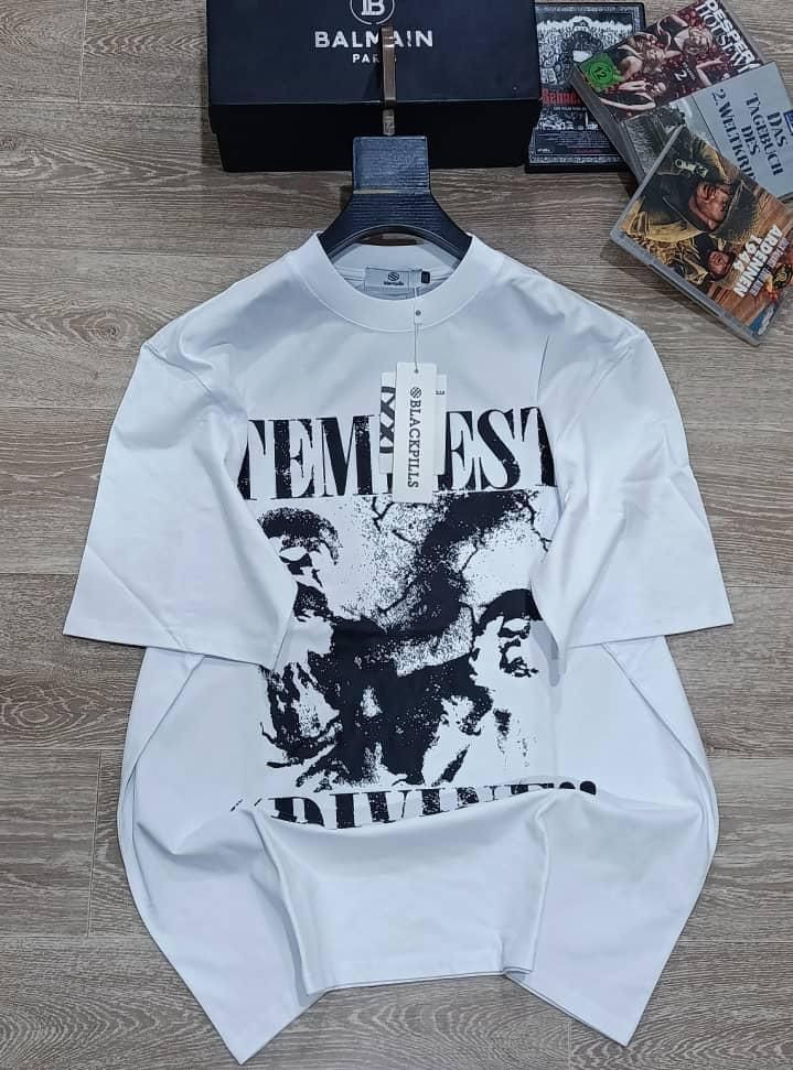 Red Oversized Motivational T-Shirt "F YOU I WANT TO ACHIEVE GREATNESS" Distressed Print Hand Graphic Streetwear Tee