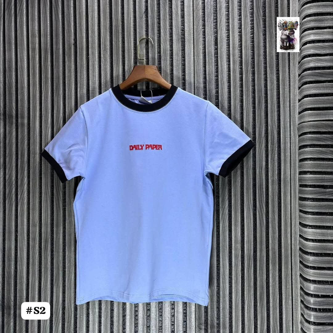 Ringer T-Shirt Daily Paper Red Logo Embroidered Chest Casual Streetwear Tee