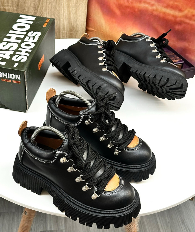 White Chunky Platform Combat Sneakers Lug Sole Lace-Up Balenciaga Inspired Casual Shoes