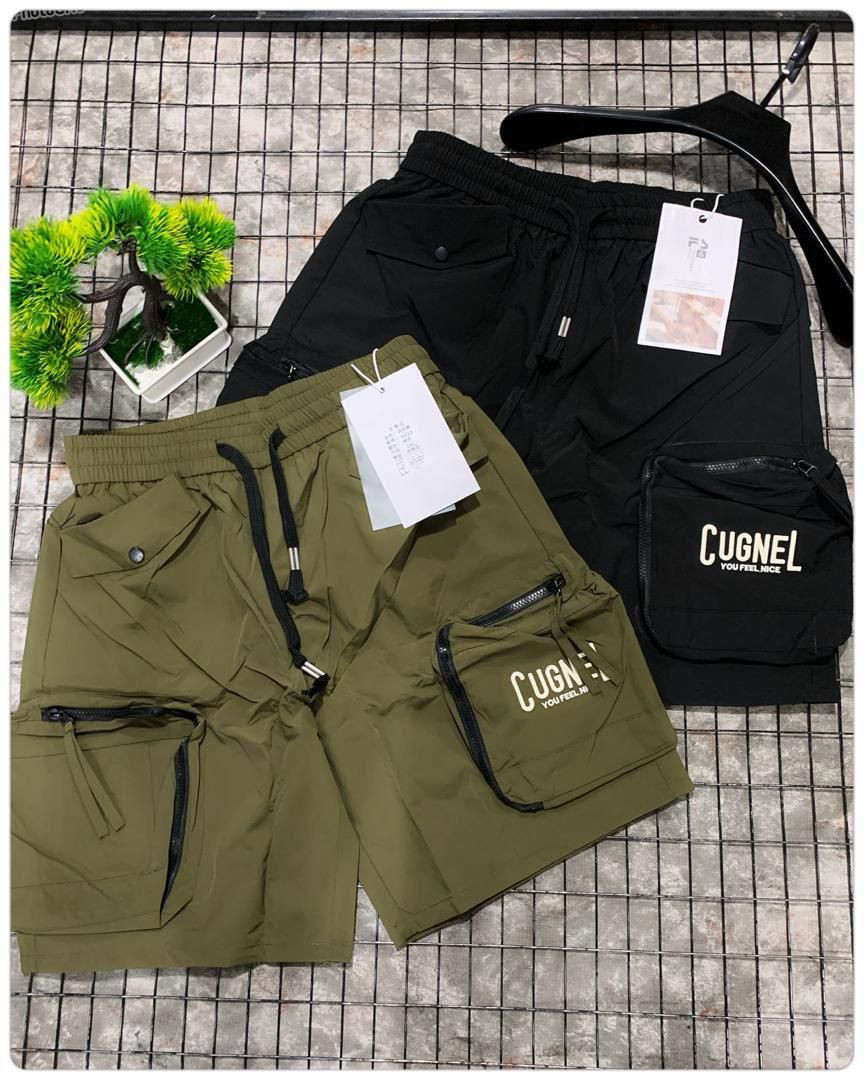 CUGNEL Cargo Shorts Oversized Drawstring Multi-Pocket Black Khaki Nylon Streetwear Shorts Unisex Hype Casual Summer Lounge Bottoms