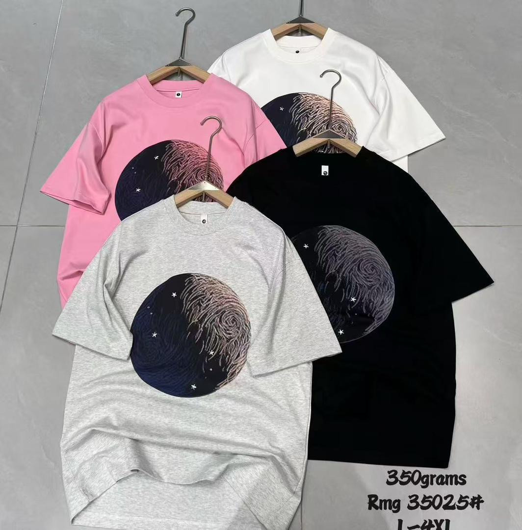 White Pink Black Grey Oversized T-Shirt Glowing Moon Fingerprint Art Print Unisex Maximalist Cosmic Streetwear Top L-4X