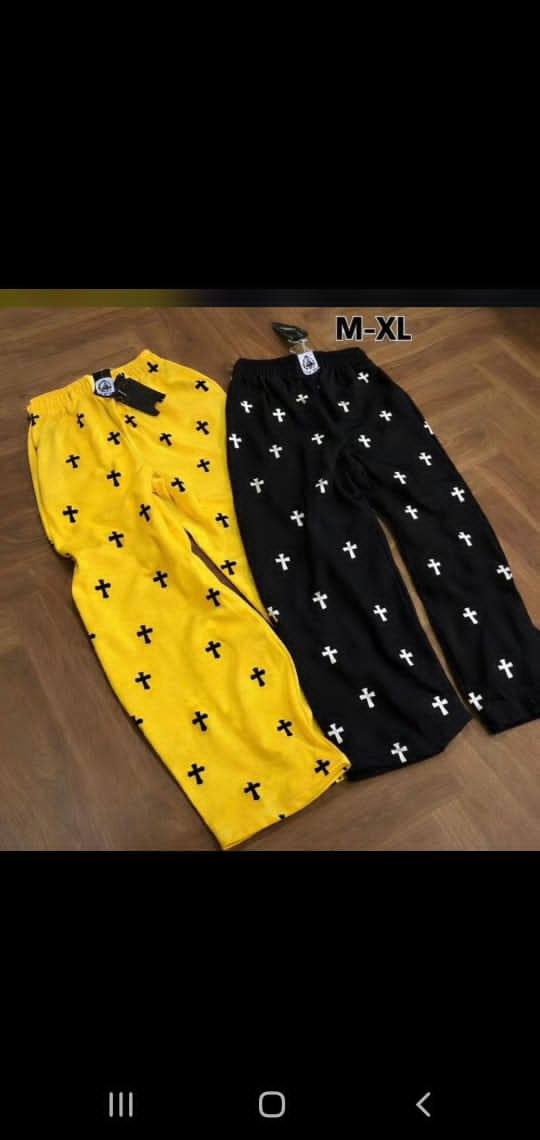 Cross Print Sweatpants Grey Pink All-Over Black Cross Joggers Oversized Fleece Loungewear Unisex Streetwear Casual Pants Chrome Hearts Inspired