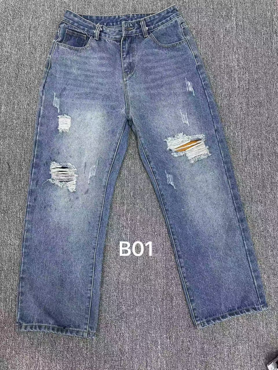 High Waist Distressed Wide Leg Jeans - Women's Baggy Straight Denim Pants, Y2K Streetwear Ripped Loose Fit Trousers