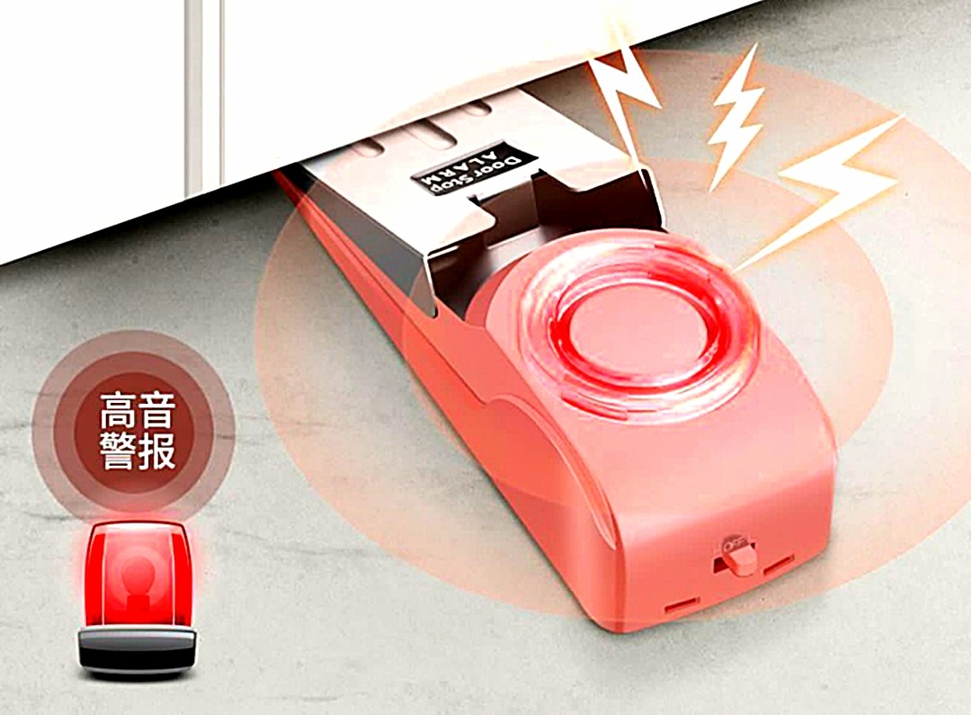 Portable Door Stop Alarm - 120dB High-Volume Security Siren & Wedge Door Blocker for Home, Travel, and Hotel Safety