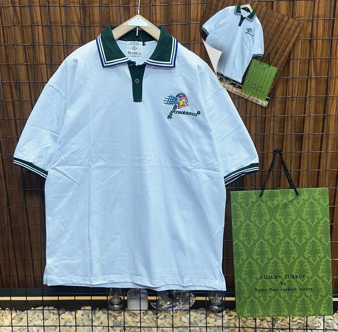 Maroon Burgundy Casablanca Inspired Polo Shirt Green Blue Red Striped Collar Oversized Short Sleeve Button Up Unisex Luxury Preppy Streetwear Top