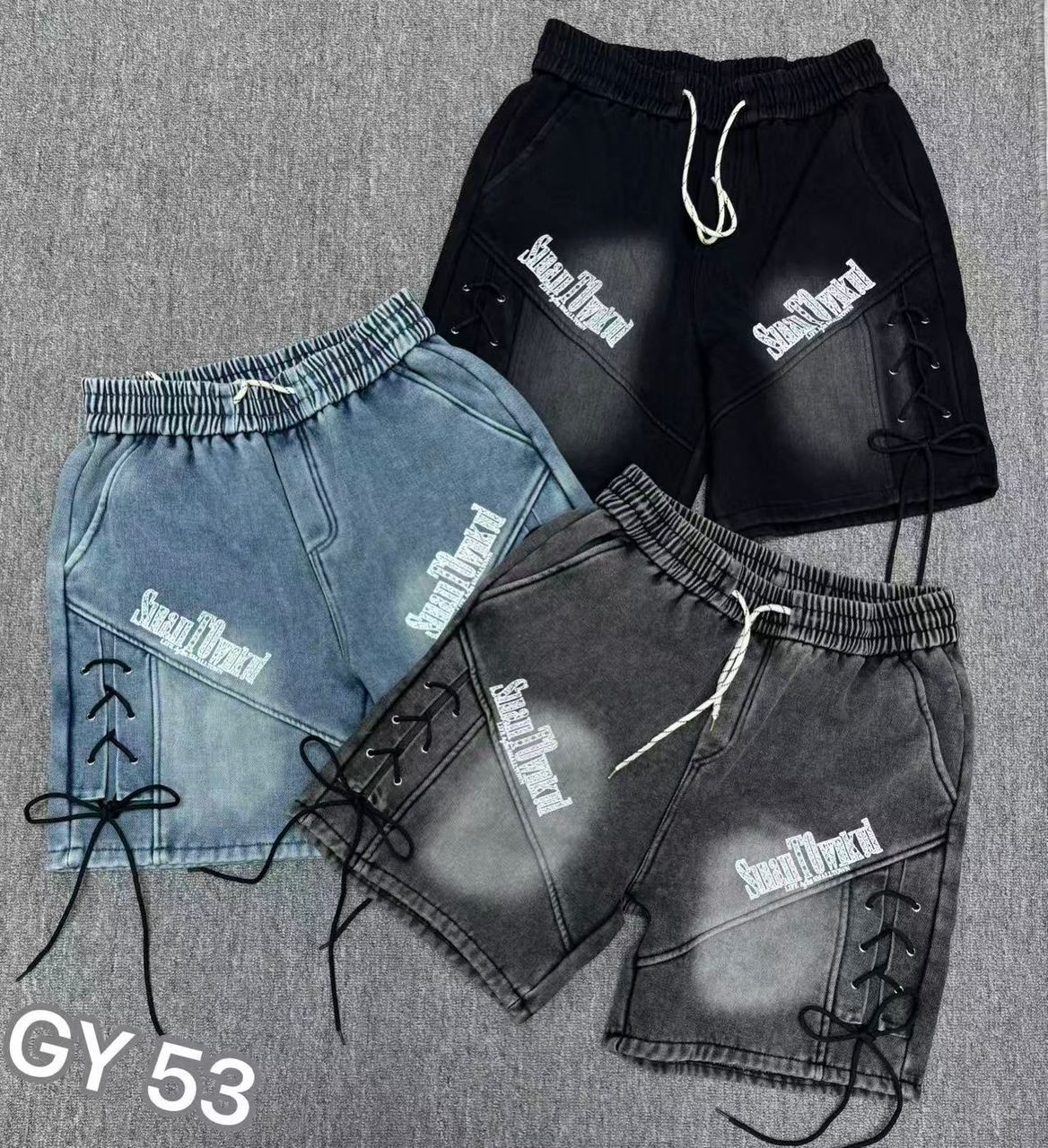 Men's Washed Cargo Shorts - Oversized Multi-Pocket Drawstring PREDATOR Style