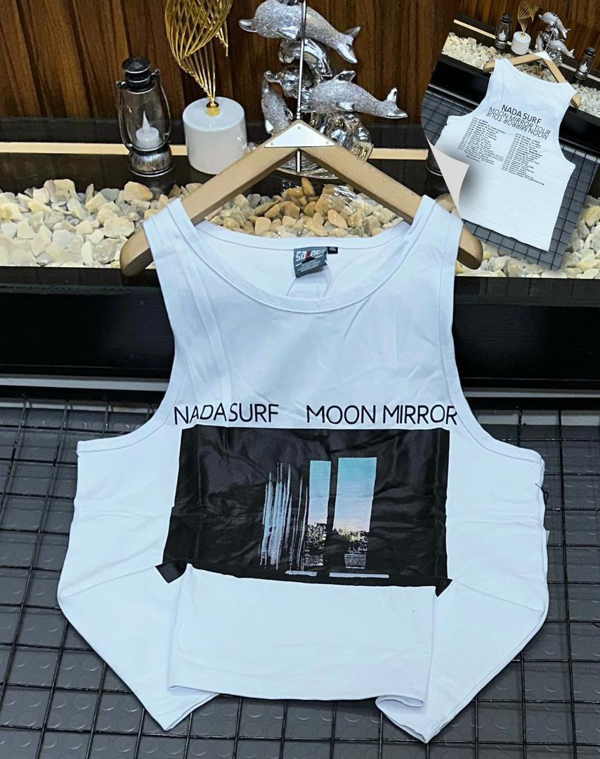Nada Surf Moon Mirror Tour Tank Top Sleeveless White Indie Rock Graphic Vest Moon Mirror Album Merch