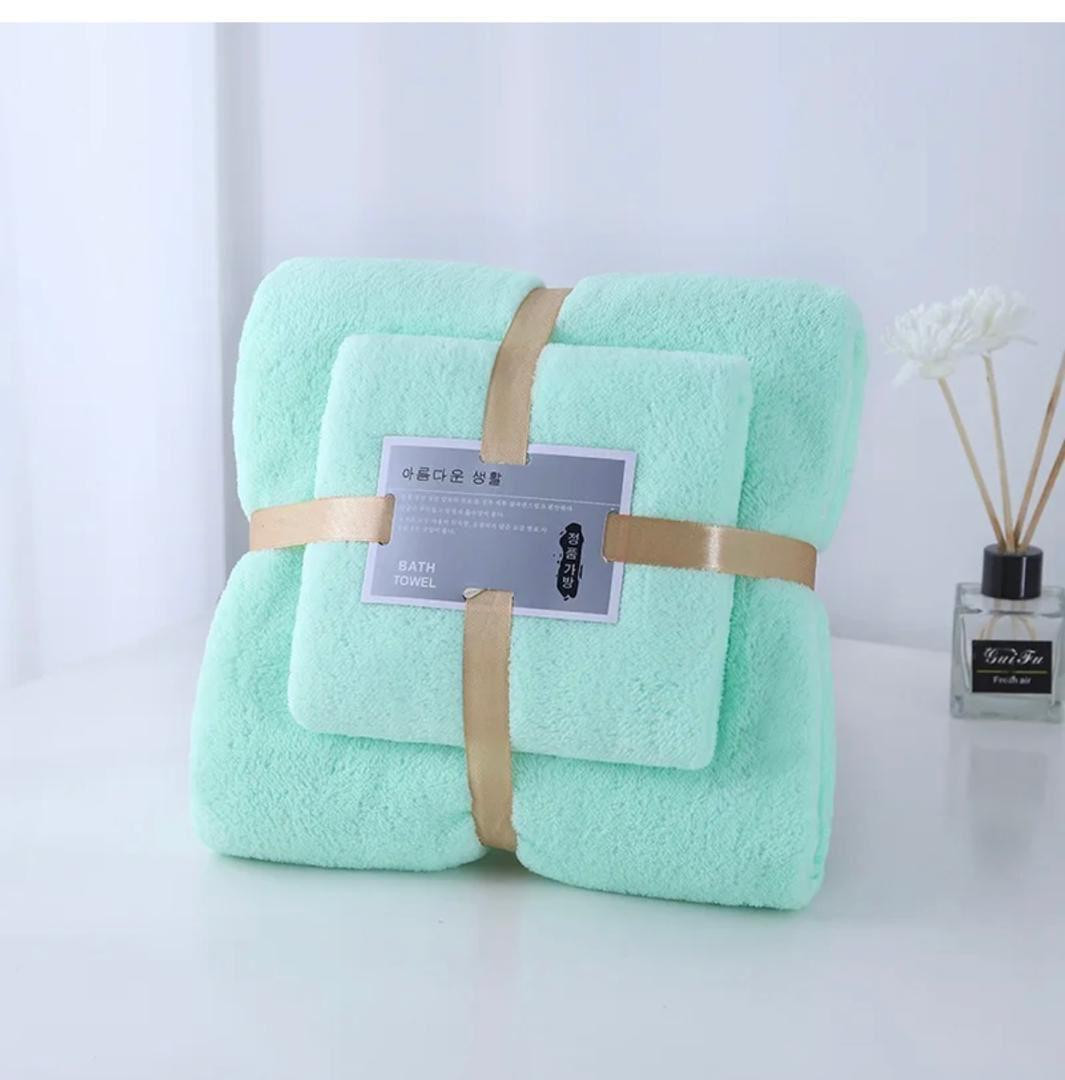 Fluffy Striped Face Towel Lavender White Plush Microfiber Absorbent K-Beauty Towel Gift Set 'Beautiful Life' Label")