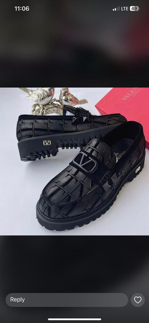 Black Chunky Platform Loafers VLogo Buckle Lug Sole Quilted Embossed Streetwear Unisex Fashion Casual Shoes Valentino Inspired