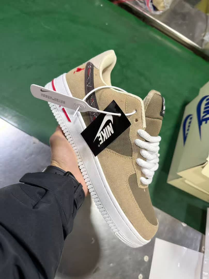 Suede Nike Air Force 1 Low - Custom Black White Swoosh Sneakers Unisex