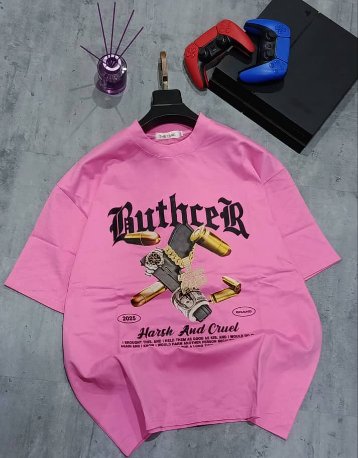 Graphic T-Shirt - RuthceR Harsh And Cruel Guns Chain Print - Dark Grey Streetwear Tee