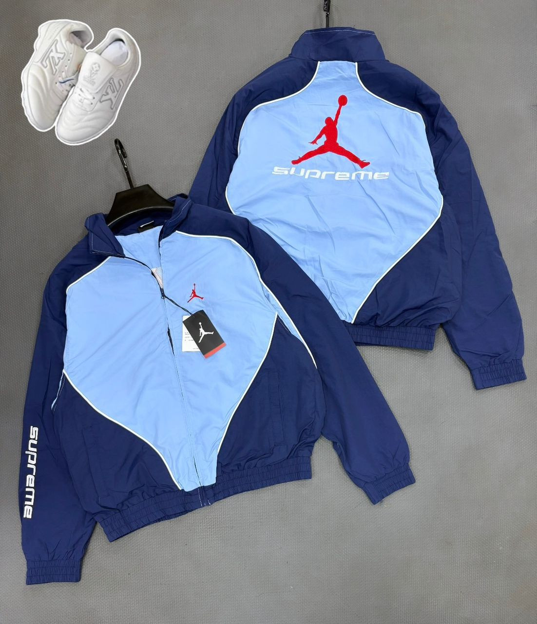 Jordan Style Windbreaker Jacket Men's Colorblock Olive Green Red Jumpman Logo Zip Track Jacket Lightweighting