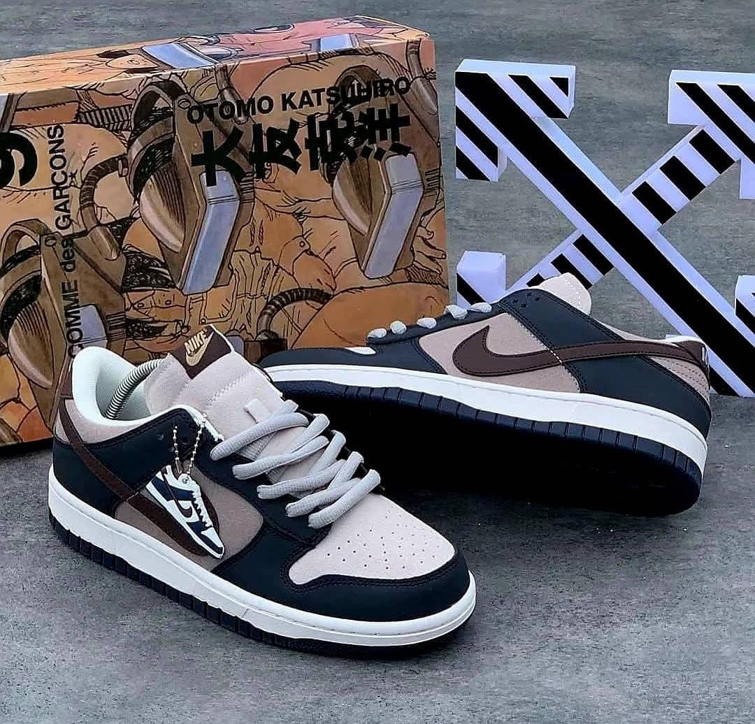 Custom Nike Dunk Low - Otomo Katsuhiro x CDG Inspired Anime Manga Sneakers - Brown/Navy