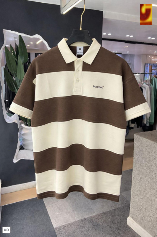 Striped Polo Shirt - buoyant Brand Green/Cream Block Polo - Unisex Streetwear