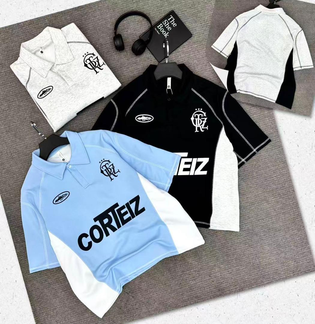 Corteiz Style Rugby Polo Shirt - Alcatraz RFC Logo Panelled Sport Top - Multiple Colors Streetwear
