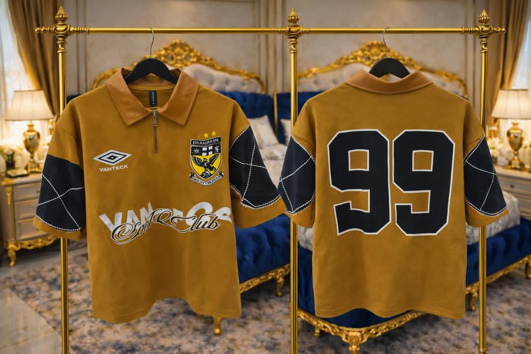 STR33T SAVANT Oversized Polo Shirt - Patchwork "SAVANT 99" Mustard Streetwear Polo