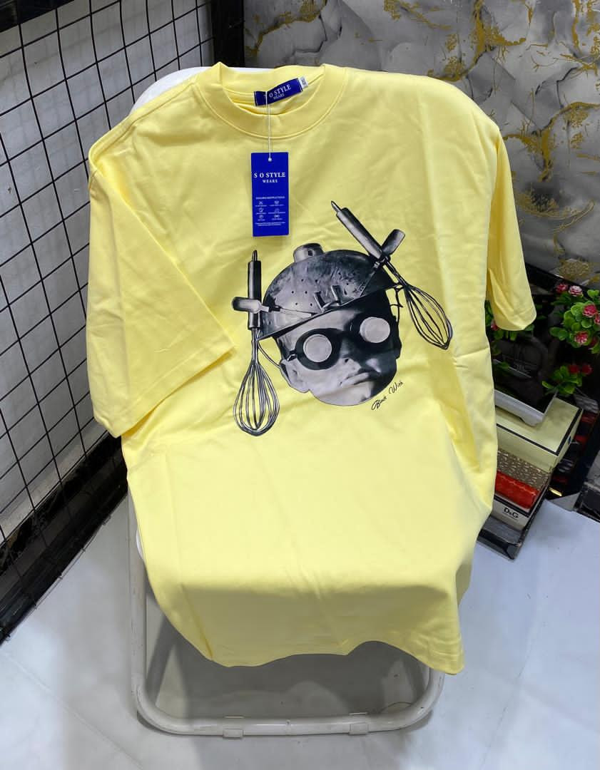 T-Shirt Surreal Chef Head Goggles Utensils Helmet Graphic Oversized Streetwear Unisex Hype Casual Tee
