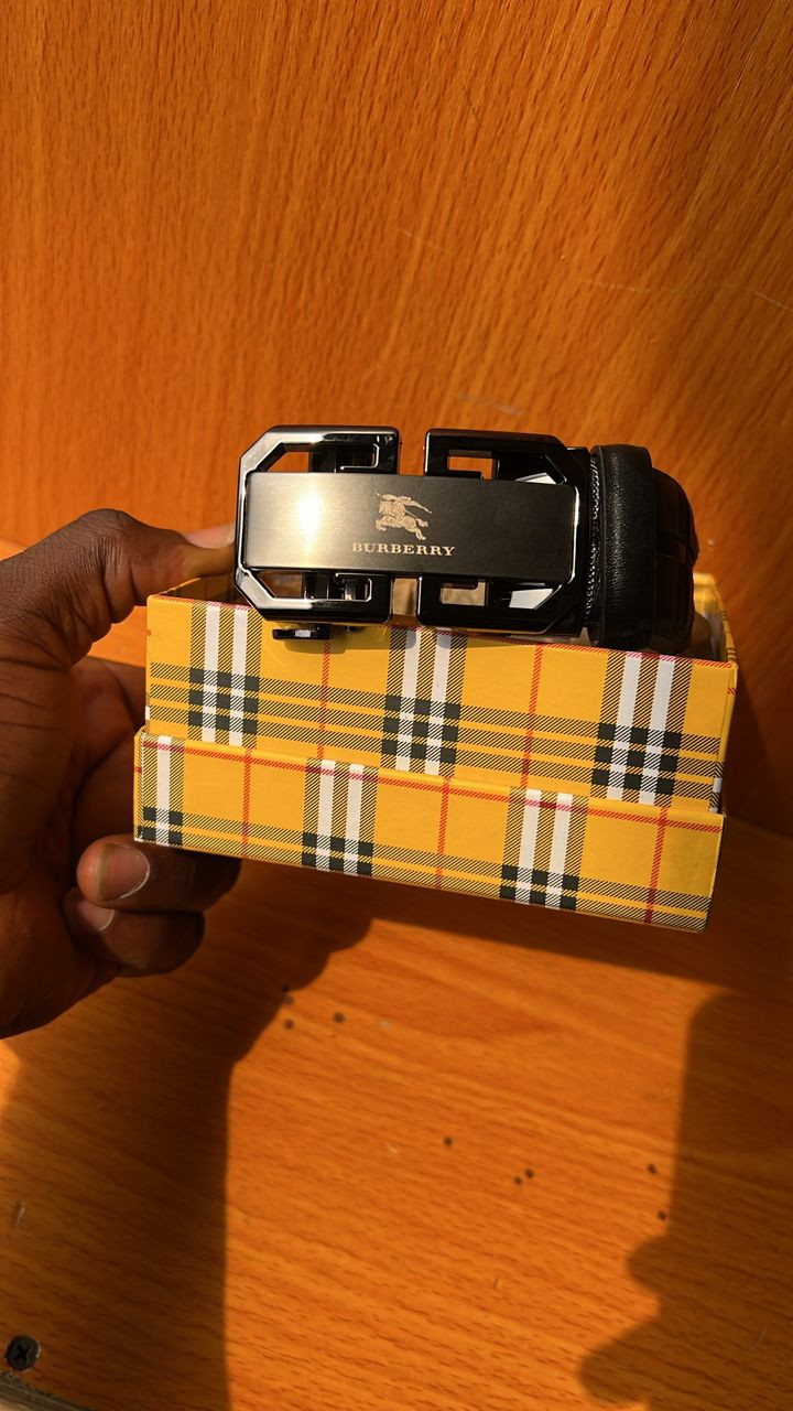 Black Chrome TB Buckle Belt Burberry Inspired Oversized Monogram Leather Waist Belt