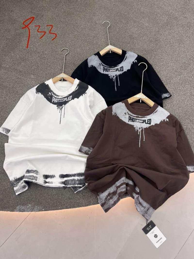 Oversized Dripping Graffiti T-Shirt Heavy 350gsm Cotton PHOTOCOUPLEI Drip Print Relaxed Fit Unisex Streetwear Hype Casual Oversized Tee White Black Brown