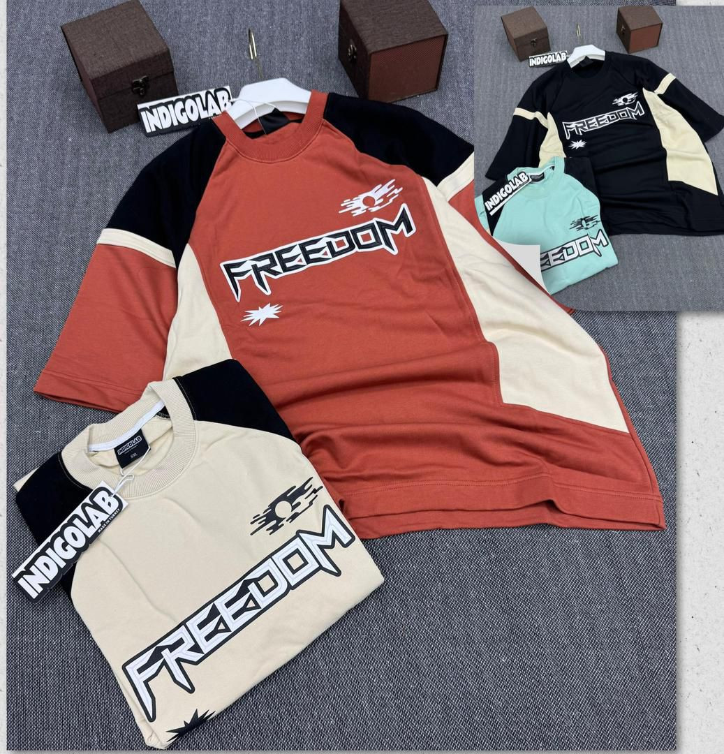 INDIGOLAB Freedom Raglan Tee & Sweatshirt Set Flame Starburst Print Oversized Unisex Streetwear Co-ord Black Beige