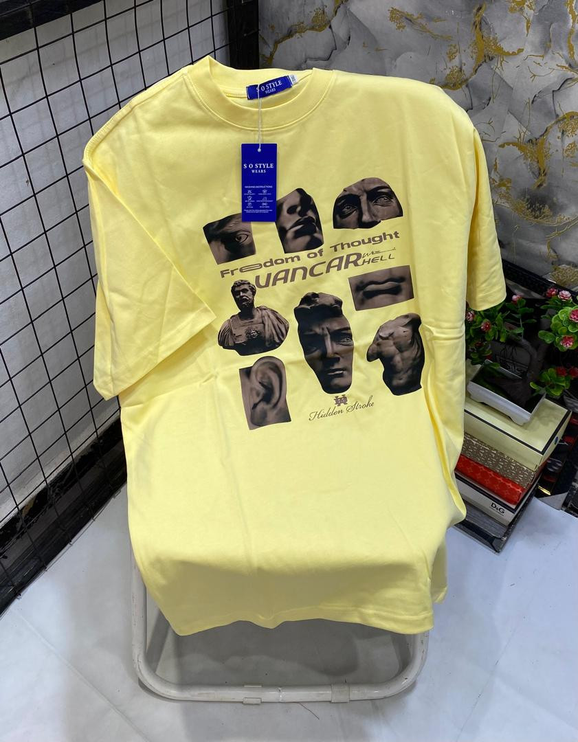 Oversized Graphic T-Shirt Freedom of Thought Bust Collage VANCARHELL Print Short Sleeve Streetwear Unisex Hype Casual Art Top S O Style