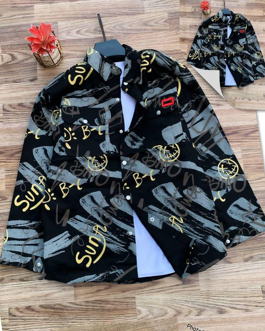 Chaos Print Shirt - Black/Gold Supreme Parody All-Over Button-Up