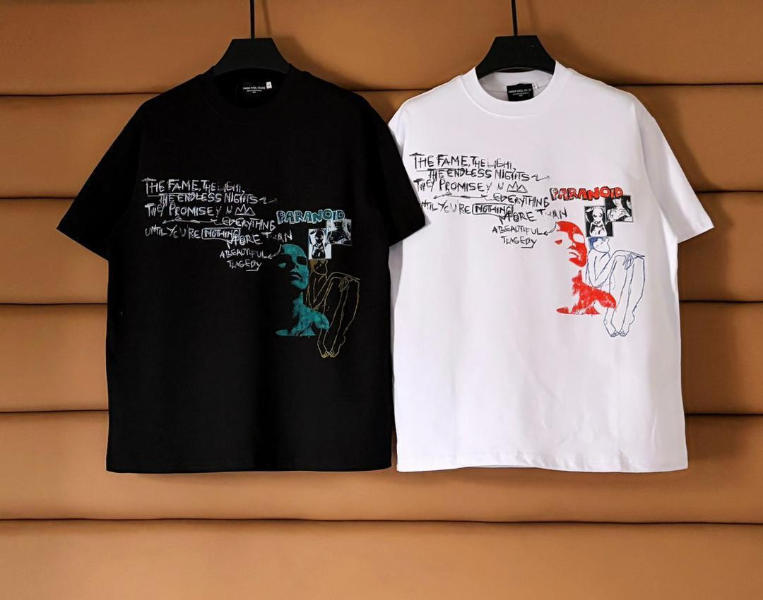 Paranoid Graphic Oversized T-Shirt Handwritten Text Beautiful Tragedy Print Black White