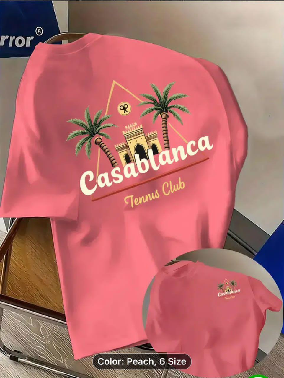 Violet Oversized Casablanca Tennis Club Graphic T-Shirt Moroccan Palace Palm Print Resort Streetwear Tee