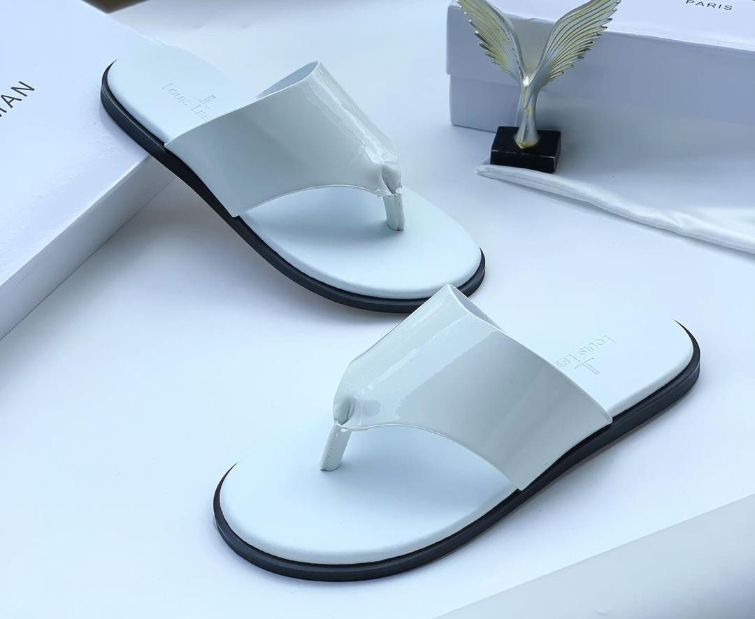 Glossy Thong Slide Sandals Louis Vuitton Inspired Toe Post Strap Luxury Dupe Casual Summer Shoes