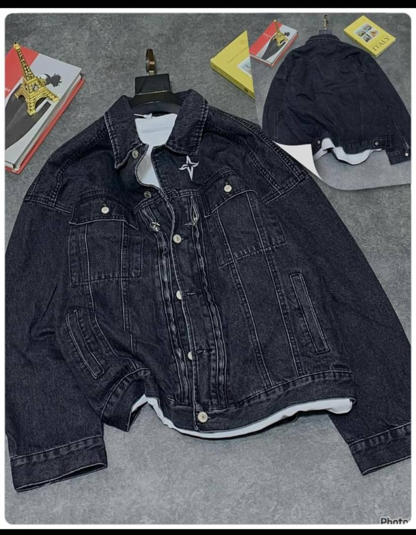 Faded Black Distressed Denim Jacket Ripped Patches Oversized Trucker Streetwear