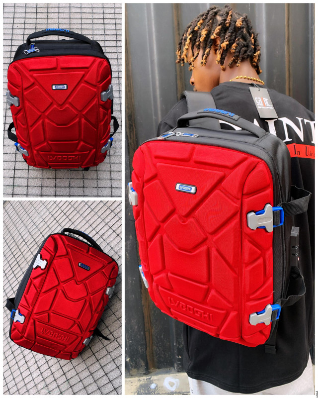 Red Honeycomb Tactical Backpack Men's Hard Shell Mini Backpack LVBOSHI Style Crossbody Sling Bag Red