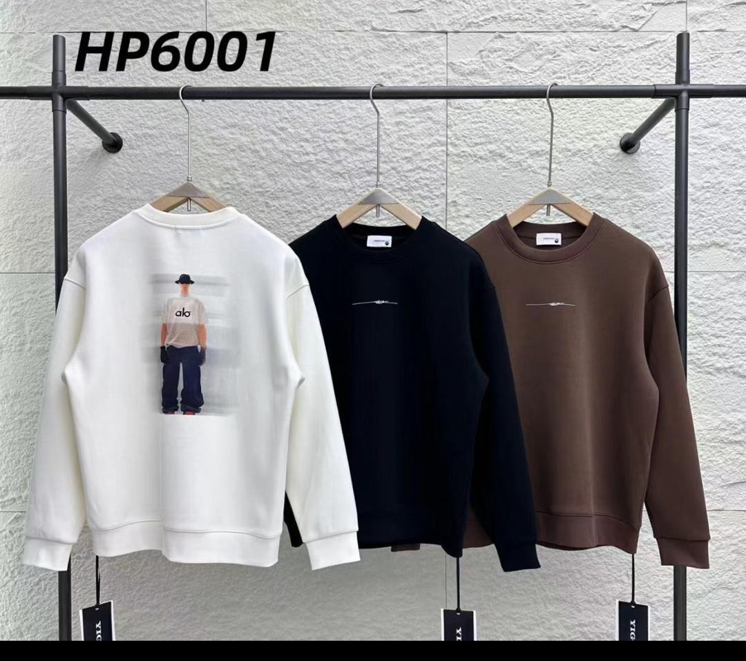 Oversized Graphic Sweatshirt Blurred Figure Back Print ALO Logo Crewneck Relaxed Fit Unisex Streetwear Hype Casual Fleece Pullover White Black Brown