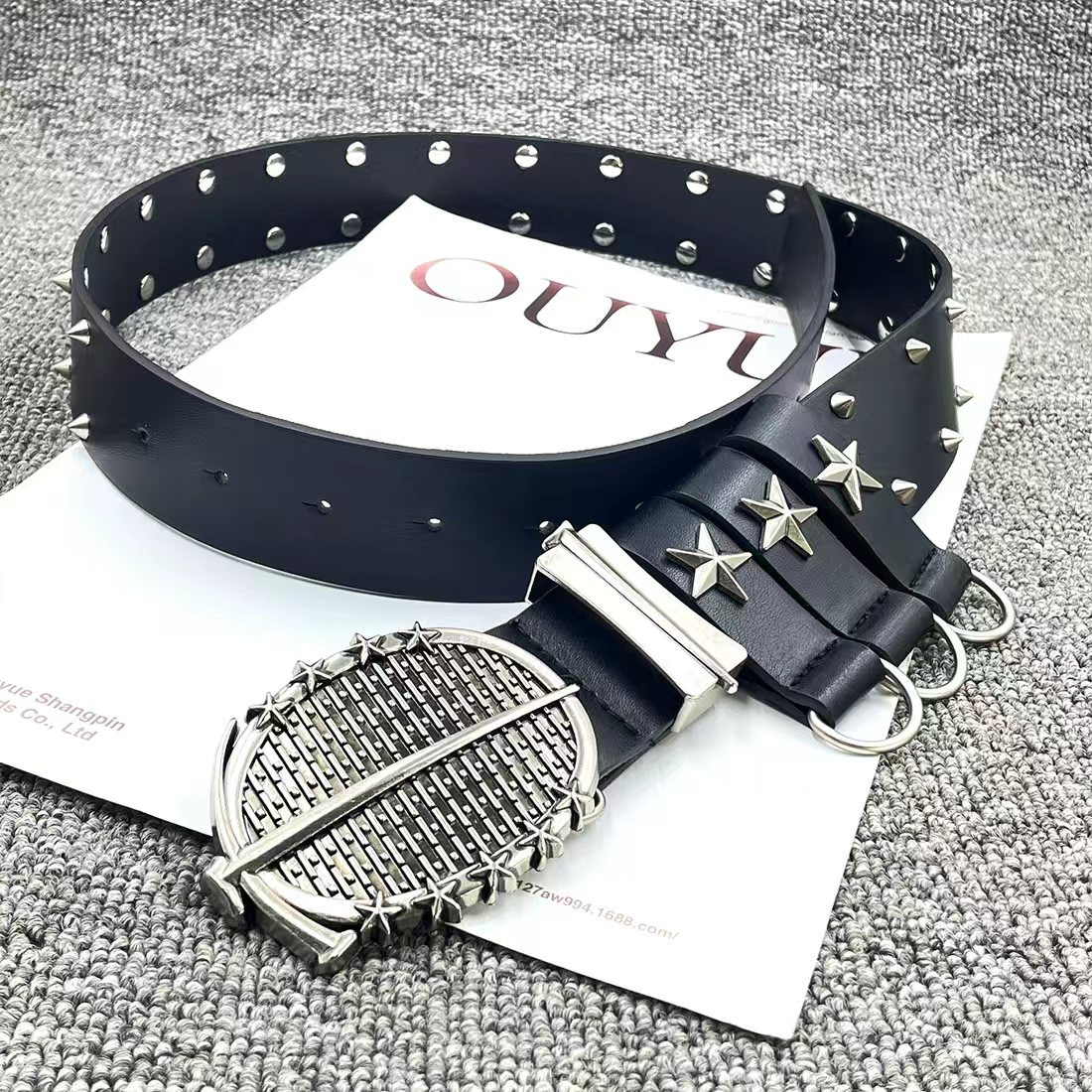 Leather Belt Chrome Hearts Inspired Ornate Silver Buckle Cross Embellished Punk Goth Streetwear Unisex Luxury Hype Accessory