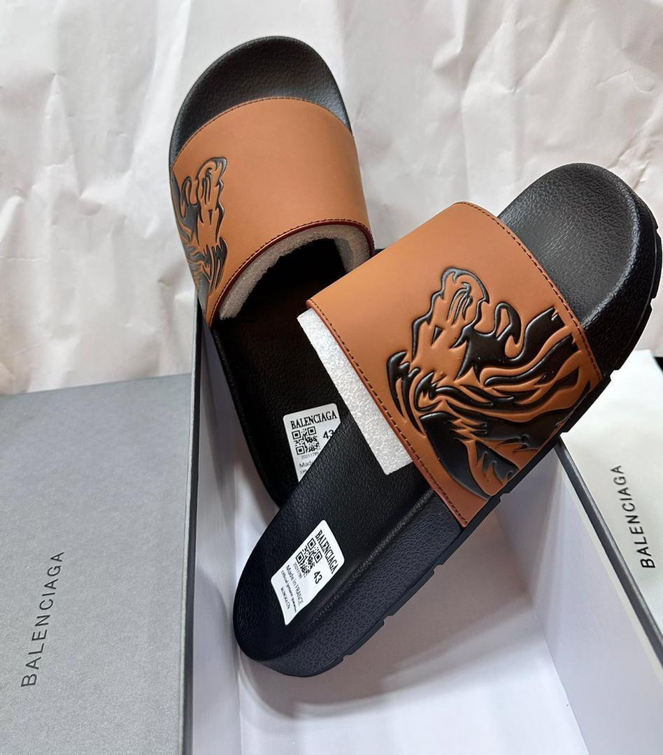 Black Orange Amiri Inspired Slide Sandals Flame Logo Embossed Thick Sole Comfort Pool Slides Unisex Luxury Casual Summer Trainers