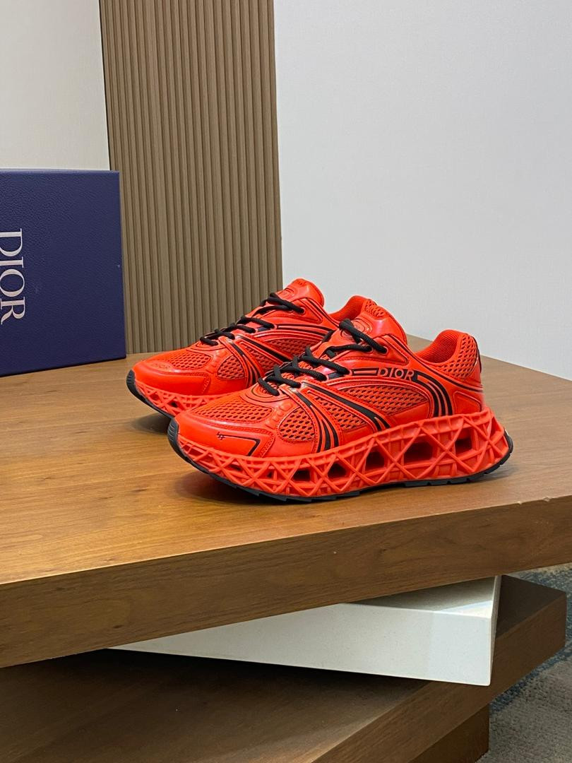 Orange Black Accent Chunky Runner Sneakers - Bold Honeycomb Fashion Shoes