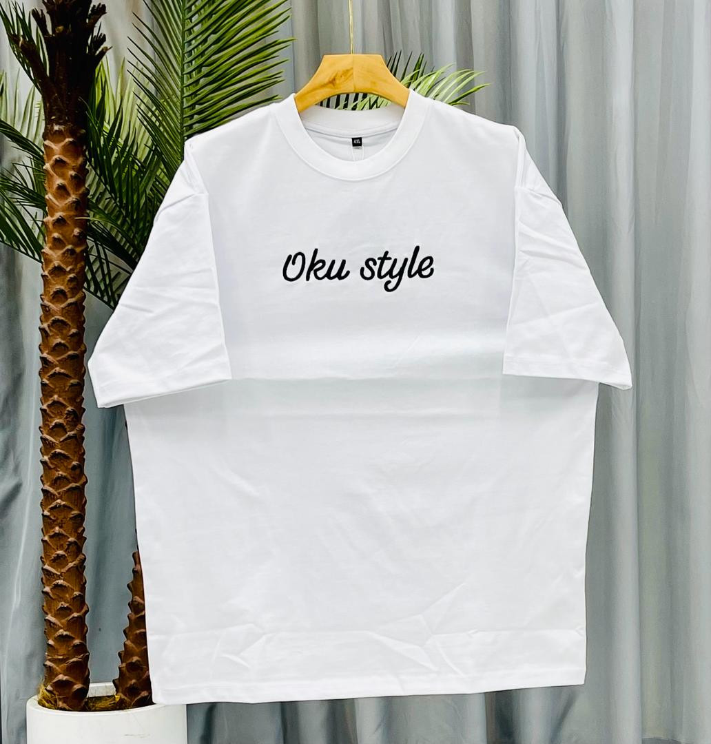 Oversized Oku Style Graphic T-Shirt - White Script Streetwear Tee