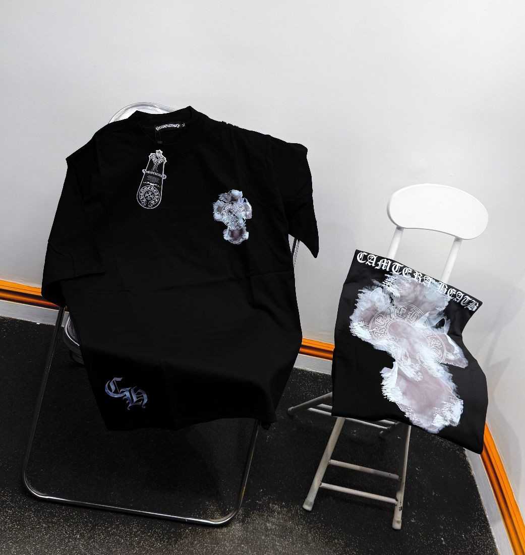 Black Oversized Chrome Hearts Inspired Cross T-Shirt CAMTERA BEATS Gothic Graphic Tee + Matching Tote Bag