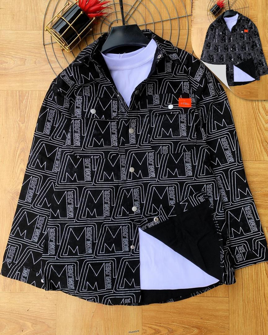 Moncler Parody Print Shirt - Black/Gold Monloer All-Over Button-Up