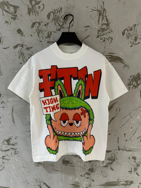 Oversized Graphic T-Shirt - FTTN High Time Thug Bunny Monster Print - Streetwear Tee Unisex