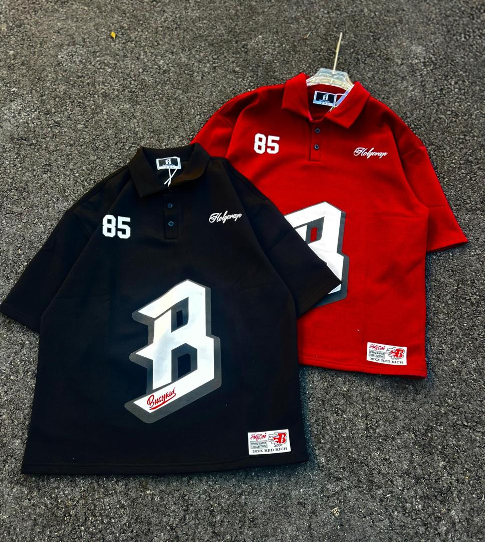 Oversized Number Polo Shirt - Holycamp BusyKus "85/8" Hype Rugby Tee Unisex