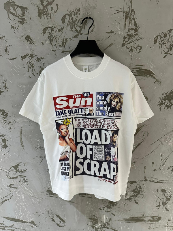 Oversized Newspaper Graphic T-Shirt - The Sun Parody Collage "LOAD OF SCRAP" Print - Streetwear Tee Unisex